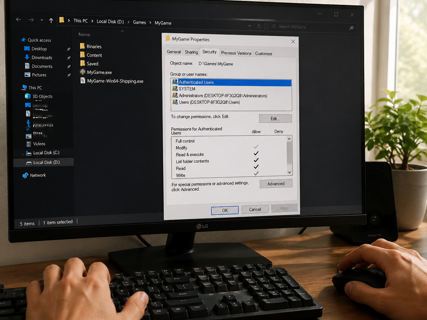 Erro de permissão de arquivo ao abrir jogo no Windows