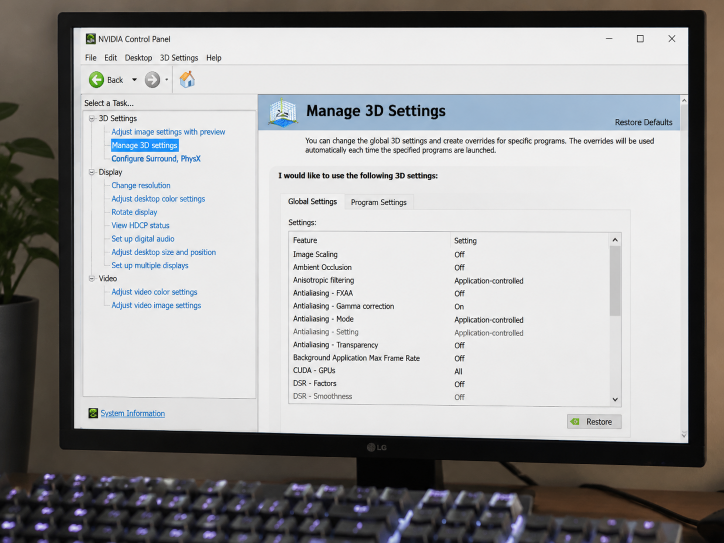 NVIDIA Control Panel: configurações para máximo desempenho